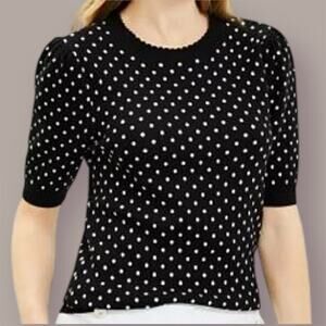 Loft Sweater Black with white polka dots Short sleeves
Size small NWT